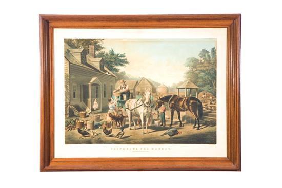 Appraisal: PREPARING FOR MARKET BY N CURRIER Handcolored lithograph Large folio