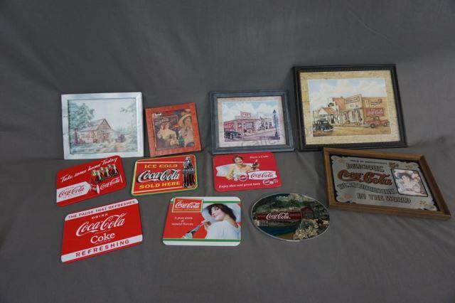 Appraisal: Coke Ad Coca-Cola Wall Art and Hot Pads Wall art