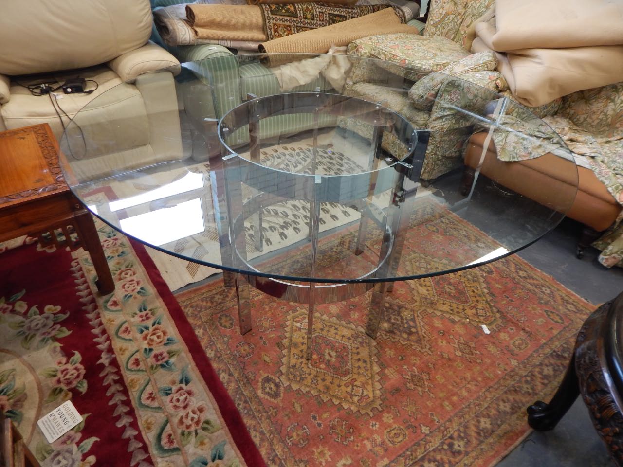 Appraisal: A Retro style 's 's chrome plated dining table with