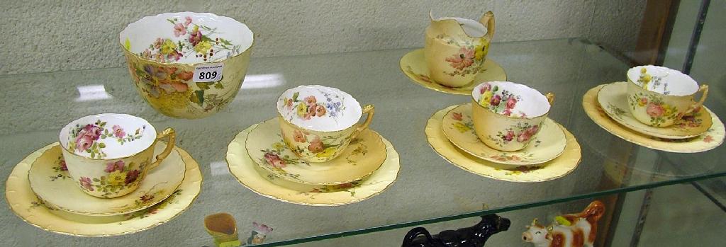 Appraisal: Royal Worcester blush ivory tea service hand painted with wild