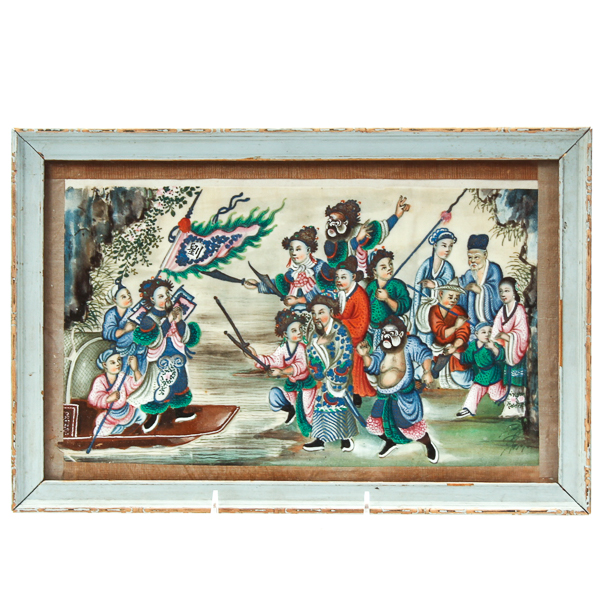 Appraisal: Chinese watercolor painting on rice pith paper depicting a military