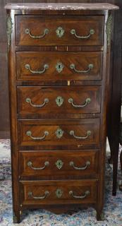 Appraisal: Louis XV style marble top chiffonier the six drawer case