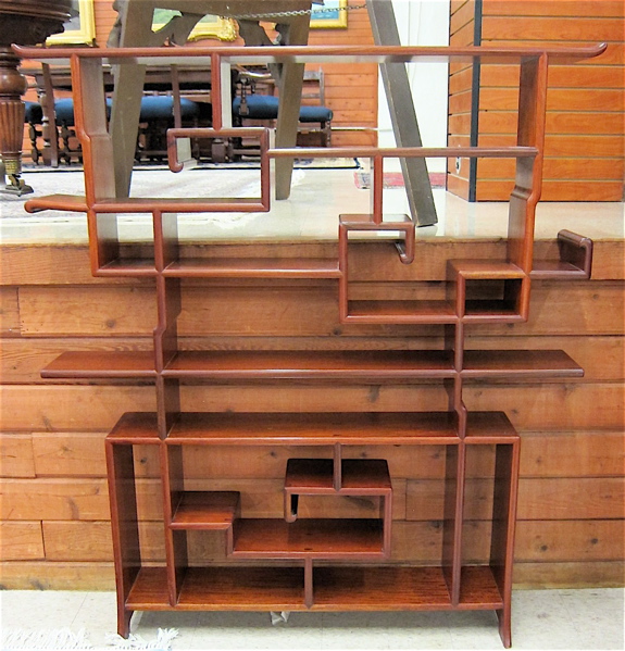 Appraisal: TWO CHINESE TEAKWOOD DISPLAY STANDS both solid teak construction including