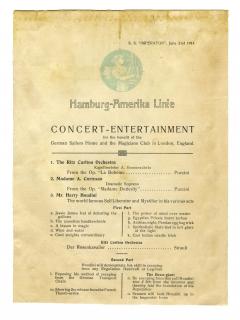 Appraisal: Houdini Harry Hamburg America Line Concert-Entertainment Program Featuring Houdini June