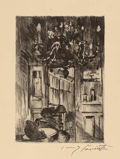 Appraisal: LOVIS CORINTH Unter dem Kronleuchter Drypoint on cream laid paper