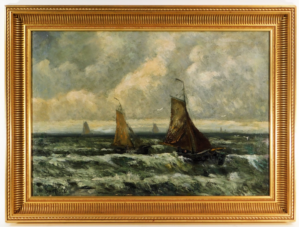 Appraisal: EUROPEAN IMPRESSIONIST STORMY SEASCAPE PAINTING Europe th CenturyMaritime work depicting