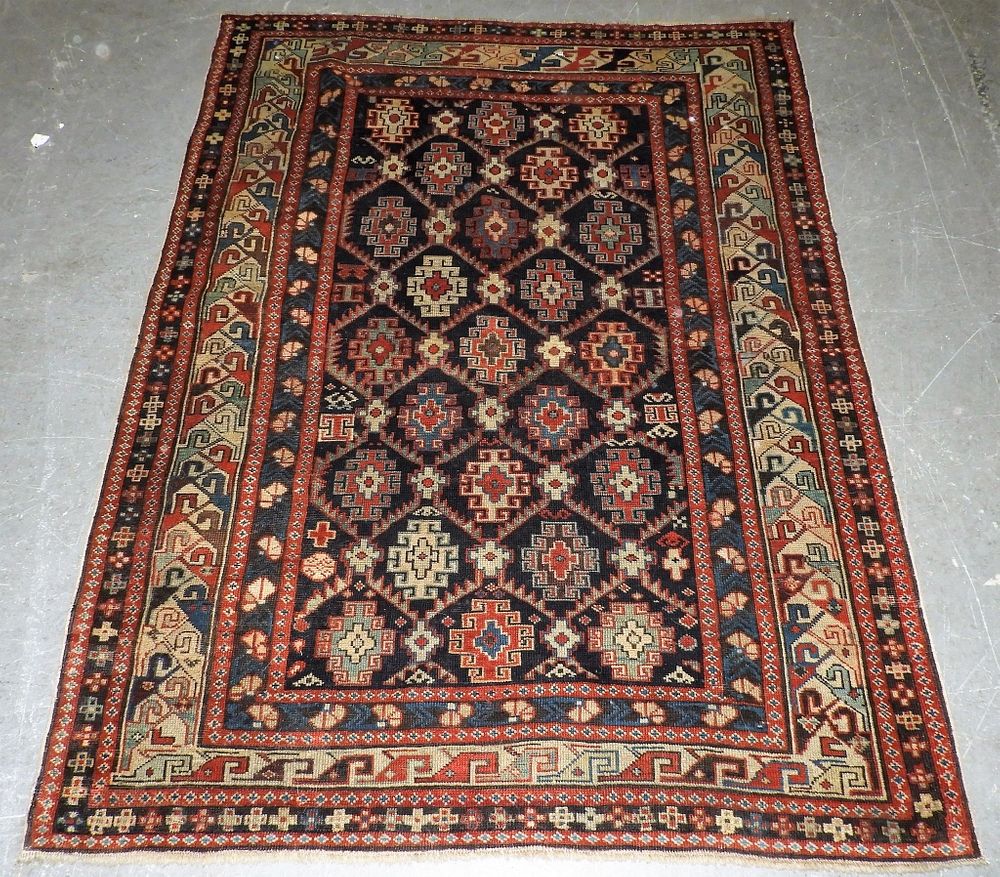 Appraisal: Antique Caucasian Tribal Oriental Carpet Rug Caucus Region Circa Repeated