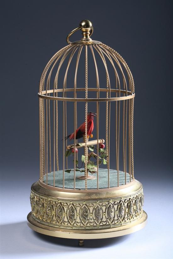 Appraisal: GERMAN SINGING BIRD CAGE AUTOMATON KG and Germany marks The