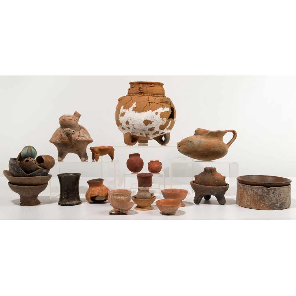 Appraisal: PRE-COLUMBIAN STYLE POTTERY ASSORTMENTOver items including a partially reconstructed Costa