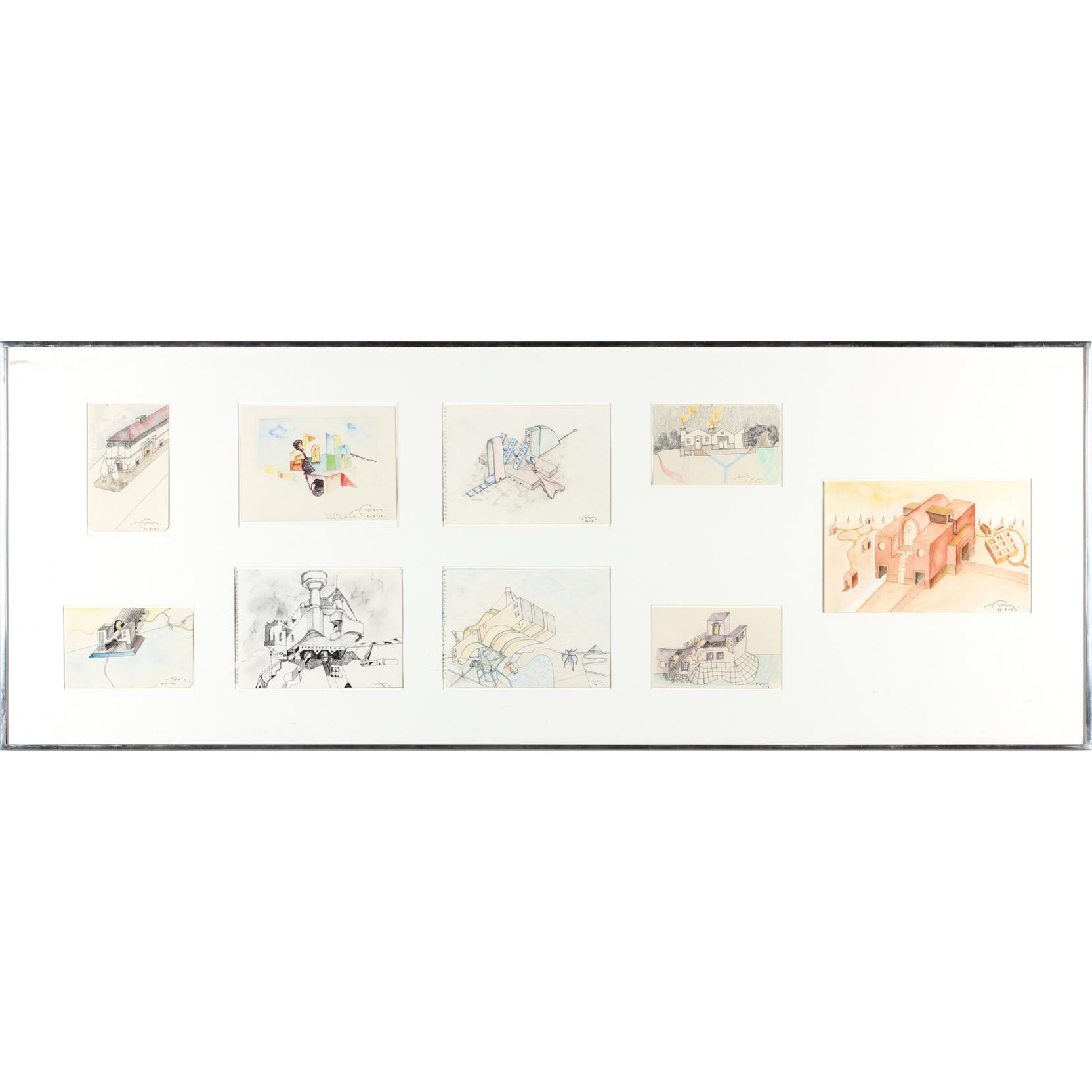 Appraisal: Fernando Montes Bolivian - Nine Drawings mixed media on paper