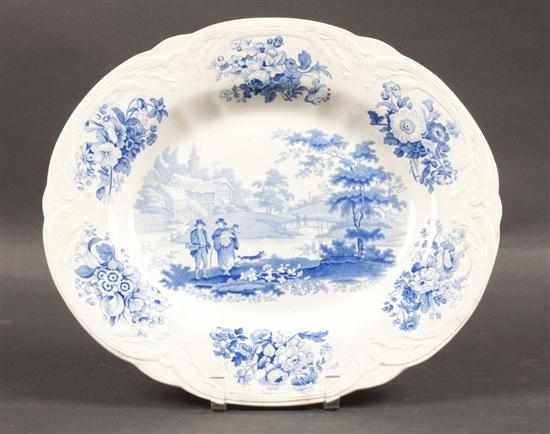 Appraisal: Staffordshire Turner blue transfer decorated china platter circa with molded