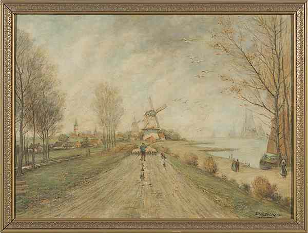 Appraisal: Dutch Landscape by Edward Seddig Oil on Board Edward Seddig