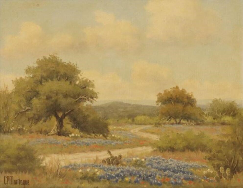 Appraisal: Framed oil painting on canvas Bluebonnet Landscape signed lower left