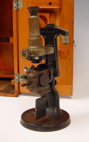 Appraisal: CARL ZEISS JENA MICROSCOPE IN WOOD CASE Turn of the