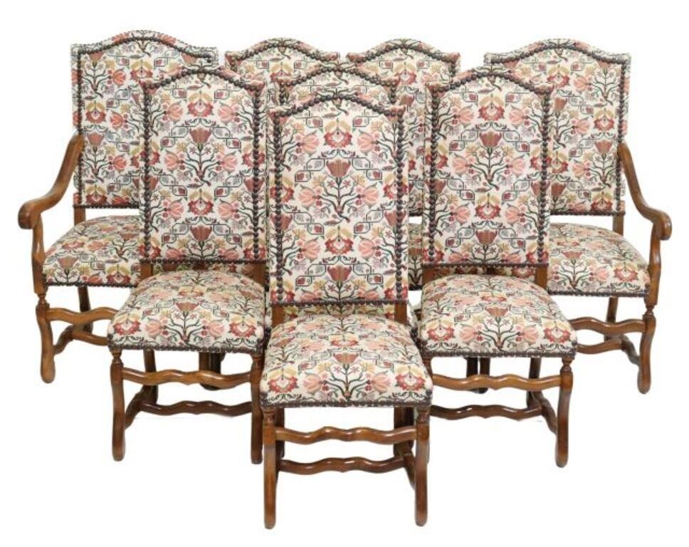 Appraisal: lot of French Louis XIV style walnut dining chairs th