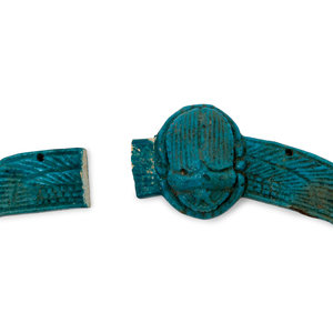 Appraisal: An Egyptian Faience Winged Scarab Late Period Dynasty - -