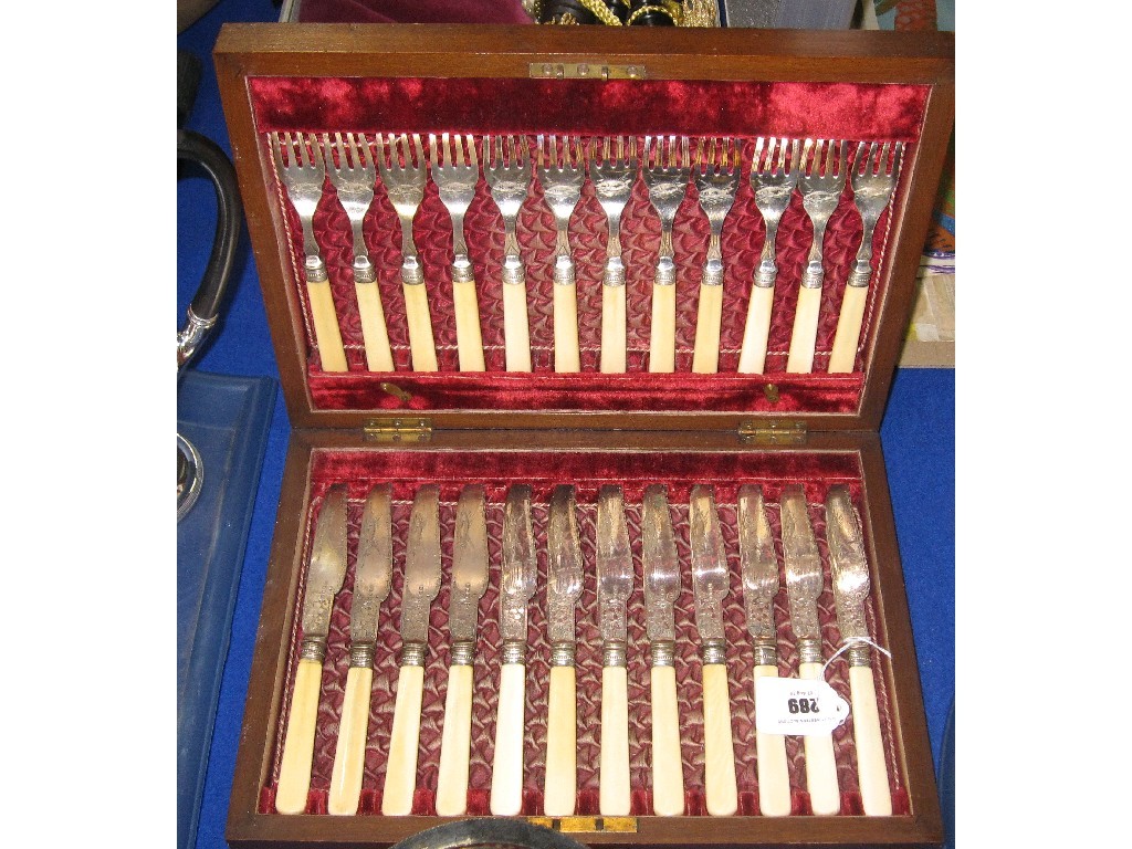 Appraisal: Cased twenty four piece fish cutlery set