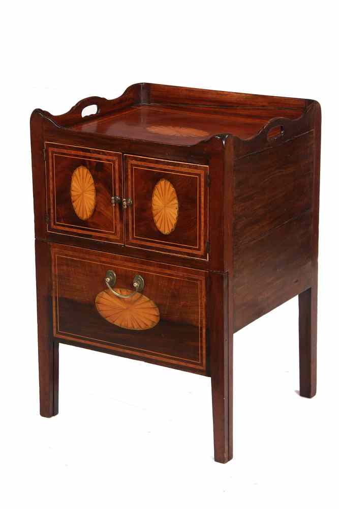 Appraisal: CHAMBER CABINET - George III Chippendale rectangular mahogany bedside cabinet