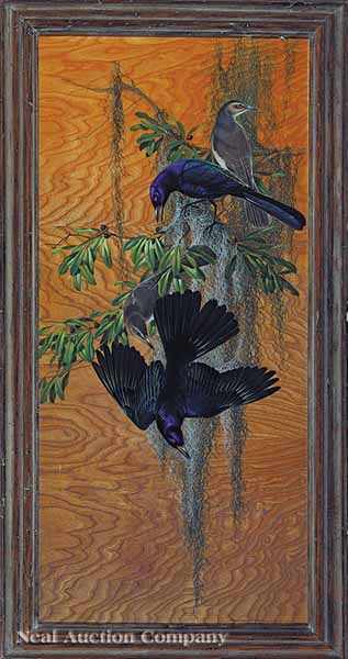 Appraisal: Athos Menaboni Italian Georgia - Grackles oil on wood panel