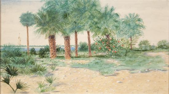 Appraisal: D W Huntington American early th century Tropical Landscape watercolor