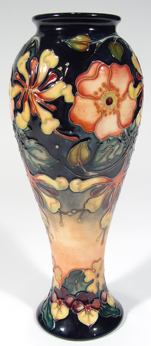 Appraisal: Large Moorcroft pottery vase hand painted and tubelined with flowers