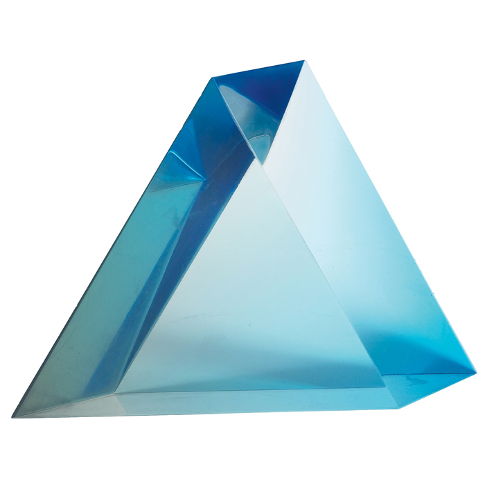 Appraisal: Vasa Velizar Mehich b Pyramid sculpture blue acrylic etched signature