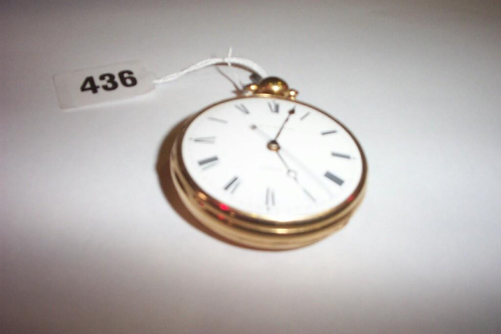 Appraisal: A th century ct gold pocket watch with plain case