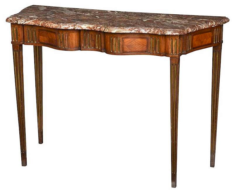 Appraisal: Louis XVI Brass Kingwood and Tulipwood Console French or Italian