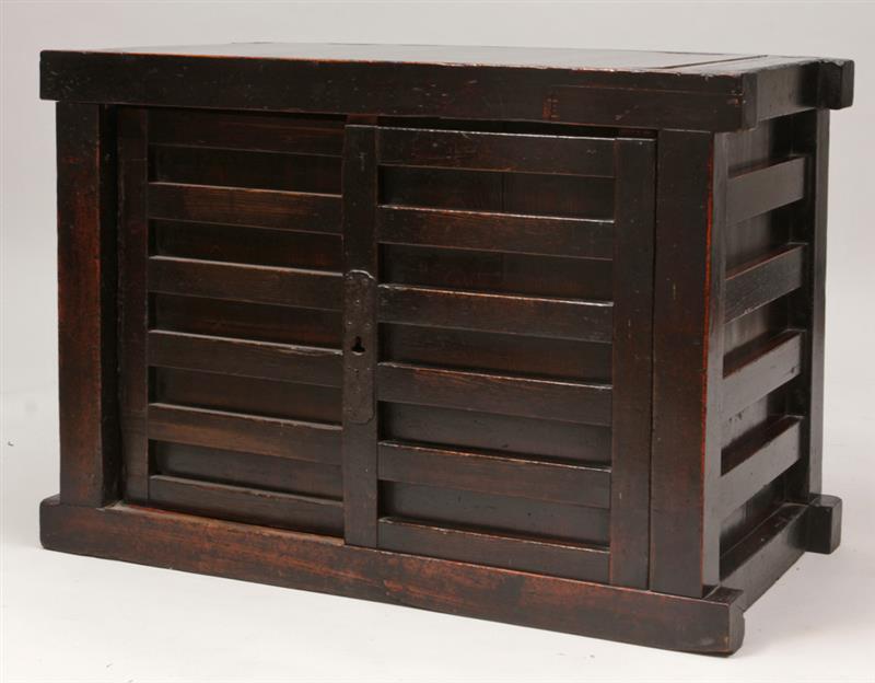 Appraisal: Japanese Stained Wood Tansu With sliding doors opening to a