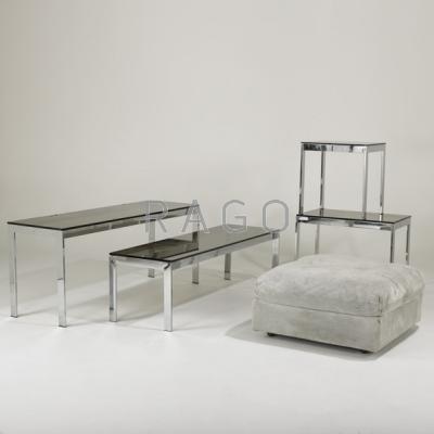 Appraisal: MODERN Five pieces console long coffee table two occasional tables