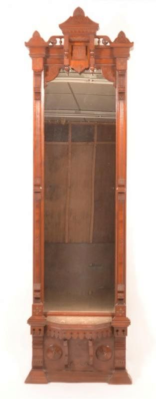 Appraisal: Victorian Eastlake Walnut Pier Mirror Victorian Eastlake Walnut Carved and