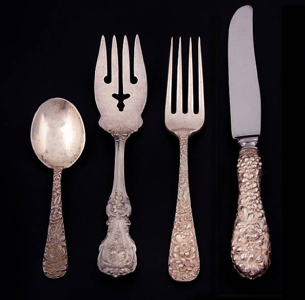 Appraisal: A sterling flatware group Comprising Francis I salad forks monogrammed