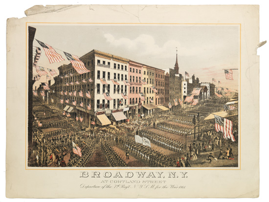 Appraisal: CIVIL WAR--PRINTS Broadway N Y at Cortland Street Departure of