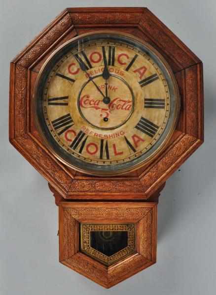 Appraisal: Oak Coca-Cola Clock Description Early s Working Condition Excellent Size