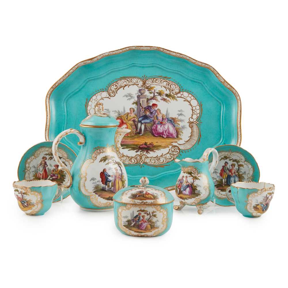 Appraisal: MEISSEN STYLE CABARET SET LATE TH CENTURY comprising two cups