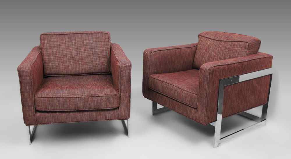 Appraisal: MILO BAUGHMAN FOR THAYER COGGIN CUBE CHAIRS A pair of