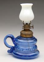 Appraisal: RARE MINI FINGER LAMP S - Cobalt blue finger lamp