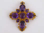 Appraisal: A carat gold amethyst brooch pendant for a three row