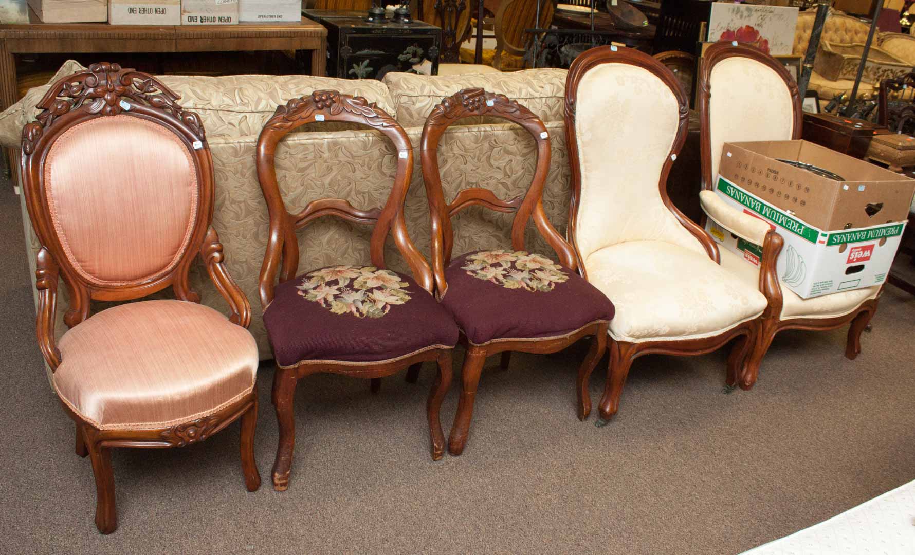 Appraisal: Five assorted Victorian chairs