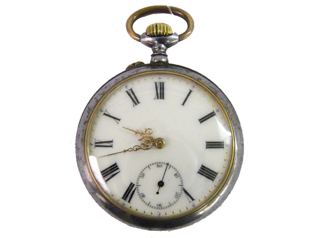 Appraisal: Swiss pin set lever gun metal pocket watch circa case