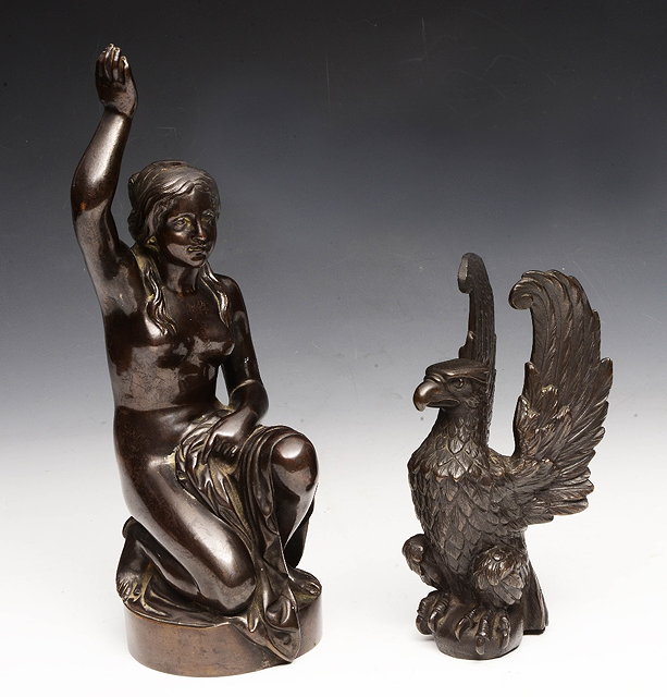 Appraisal: A TH CENTURY BRONZE FURNITURE MOUNT in the form of