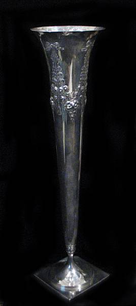 Appraisal: A sterling floor vase with chased decorationRC Modern Height in