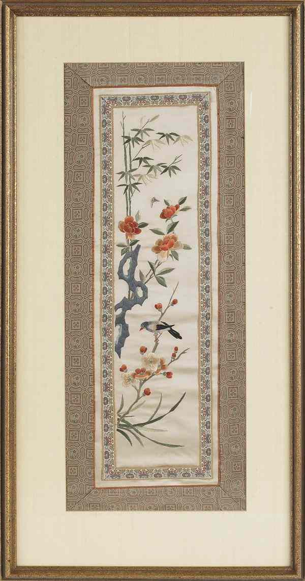 Appraisal: Four Oriental painted silk panels th c x and x