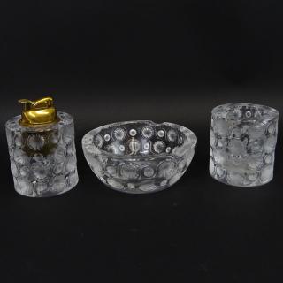 Appraisal: Three Piece Lalique Tokyo Smoking Set Three Piece Lalique Tokyo