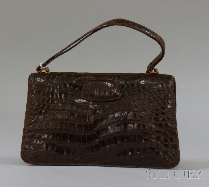 Appraisal: Vintage s Alligator Handbag labeled Made in England