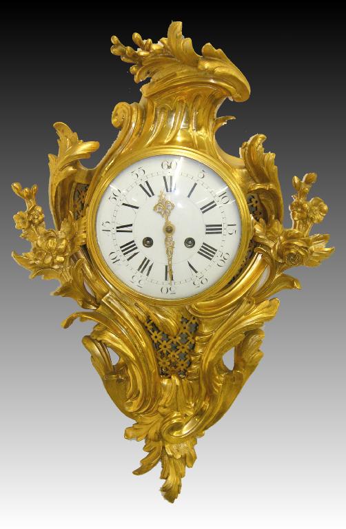 Appraisal: Good French ormolu rococo style two train cartel clock the