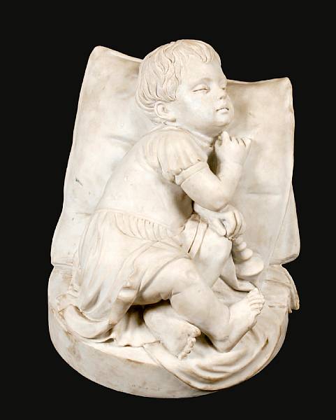 Appraisal: A Carrara marble figure of a sleeping child height in