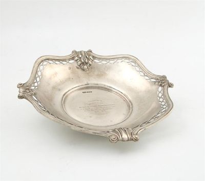 Appraisal: A silver dish maker's mark of M R Sheffield shaped