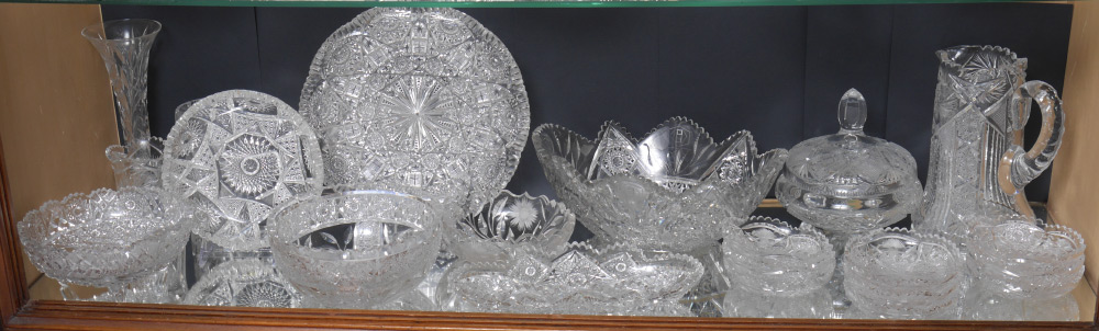 Appraisal: AMERICAN BRILLIANT PERIOD CUT GLASS Approx pieces to include water