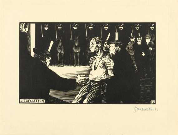 Appraisal: VALLOTTON FELIX L'execution Wood cut Signed and numbered lower right